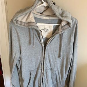 Abercrombie mens muscle fit grey zip hooded jacket